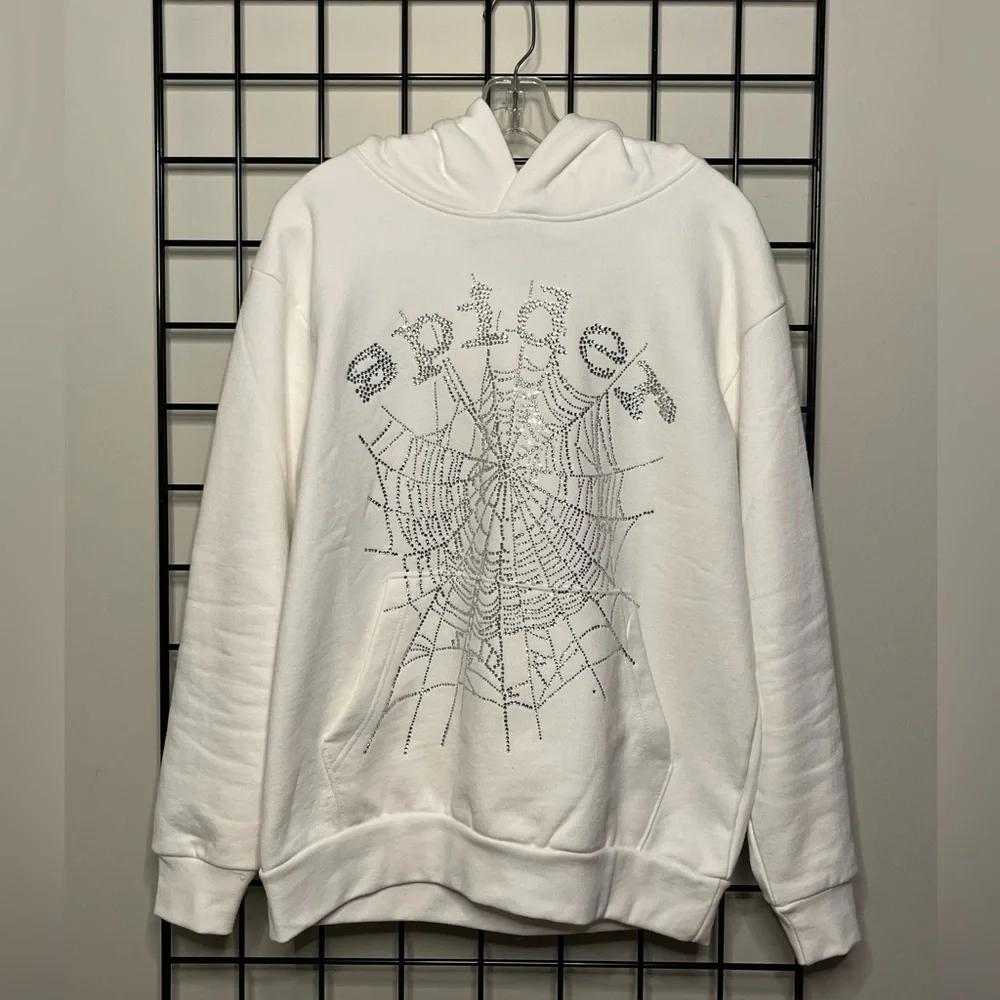 Sp5der | Shirts | Sp5der White Rhinestone Hoodie | Poshmark